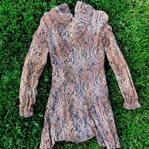 Vintage 70s Small Snakeskin Printed Dress